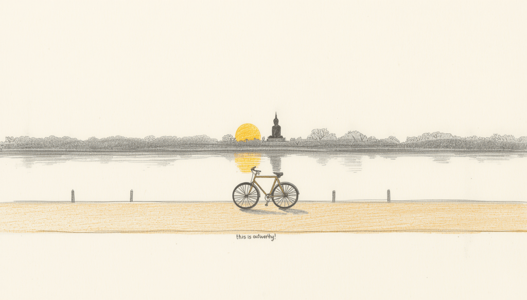 Necklace Road Cycling: A Sunrise Lap of Hussain Sagar on a Rented Bicycle